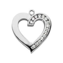 14K White Gold Round Diamond Heart Pendant 0.45ct