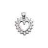 14K White Gold Round Diamonds Heart Pendant 0.48ct