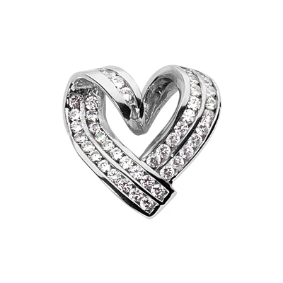 14K White Gold Round Diamond Designer Heart Pendant 0.90ct 1 14K White Gold Round Diamond Designer Heart Pendant 0.90ct