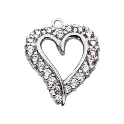 14K White Gold Round Diamond Open Heart Pendant 1.60ct