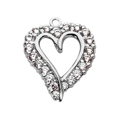 14K White Gold Round Diamond Open Heart Pendant 1.60ct 1 14K White Gold Round Diamond Open Heart Pendant 1.60ct