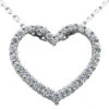 14K White Gold Round Diamond Heart Pendant 1ct 23mm