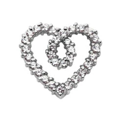 14K White Gold Round Diamond Heart Pendant 2.17ct
