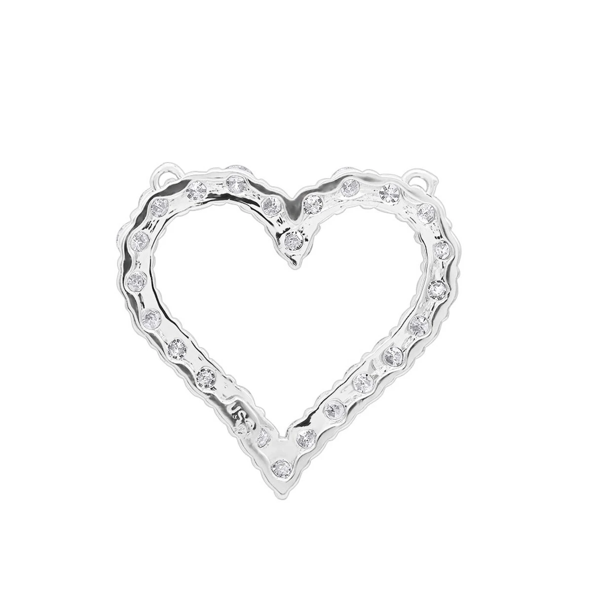 14K White Gold Round Diamond Heart Pendant 3.60ct 29mm 4 14K White Gold Round Diamond Heart Pendant 3.60ct 29mm - Image 4