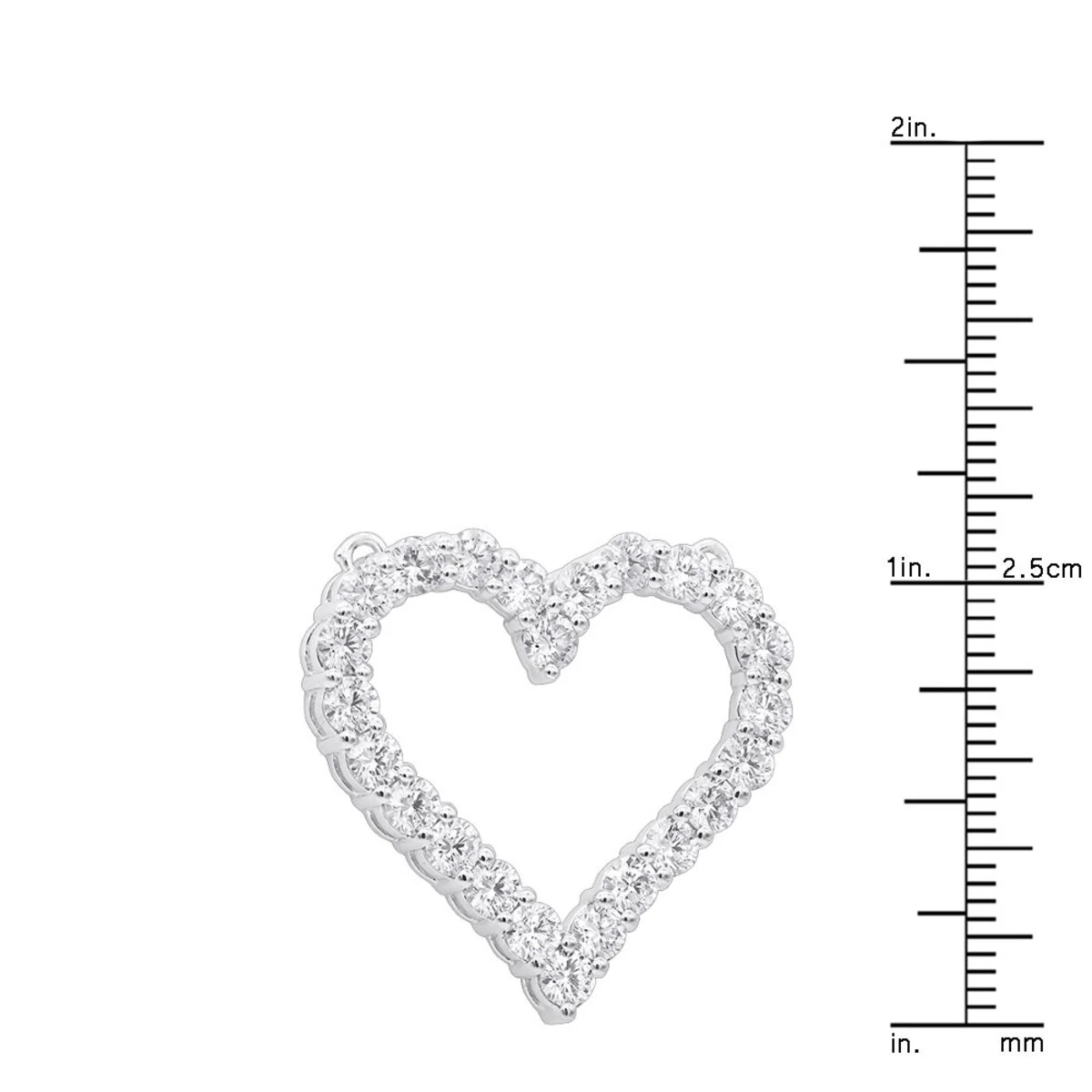 14K White Gold Round Diamond Heart Pendant 3.60ct 29mm 8 14K White Gold Round Diamond Heart Pendant 3.60ct 29mm - Image 8