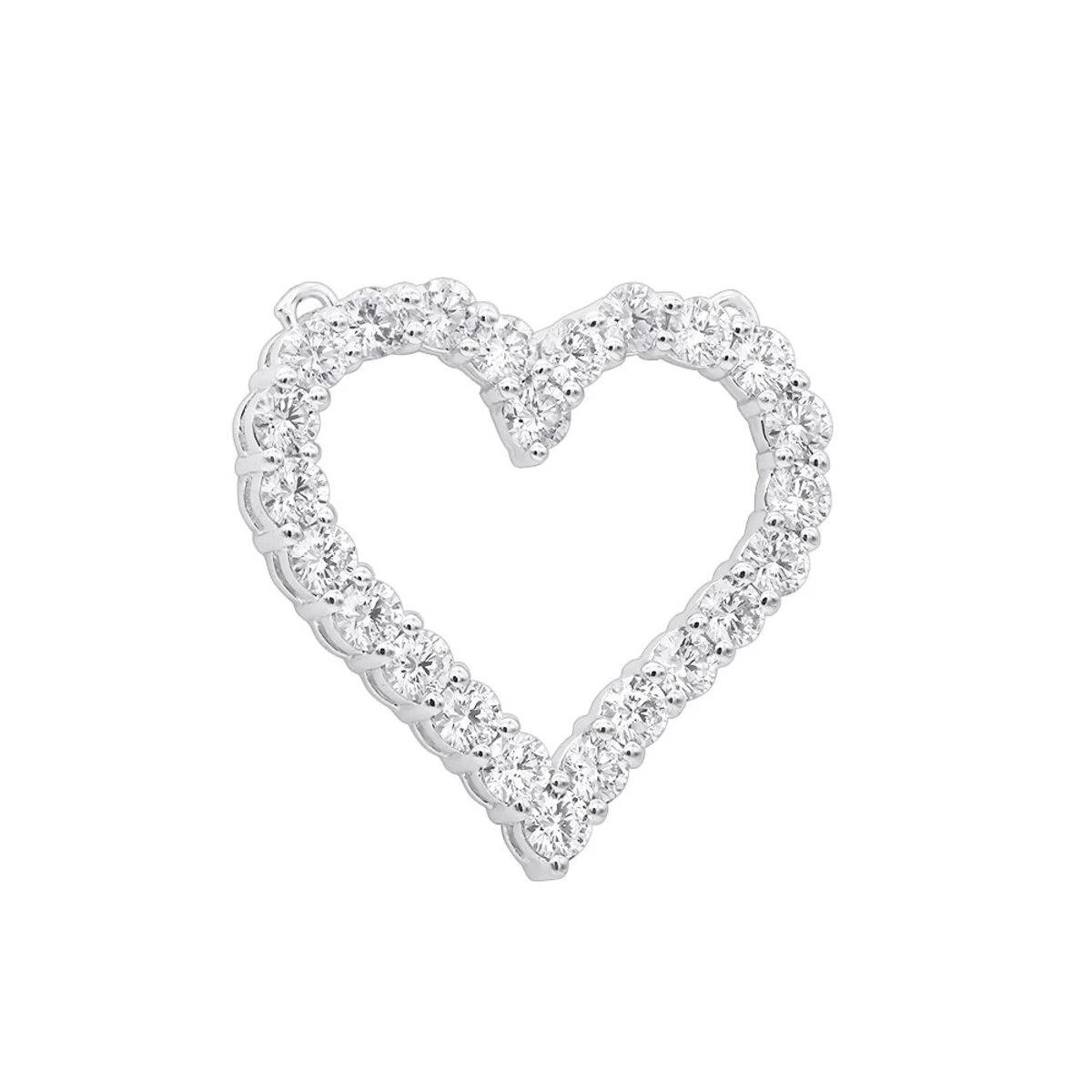 14K White Gold Round Diamond Heart Pendant 3.60ct 29mm 1 14K White Gold Round Diamond Heart Pendant 3.60ct 29mm