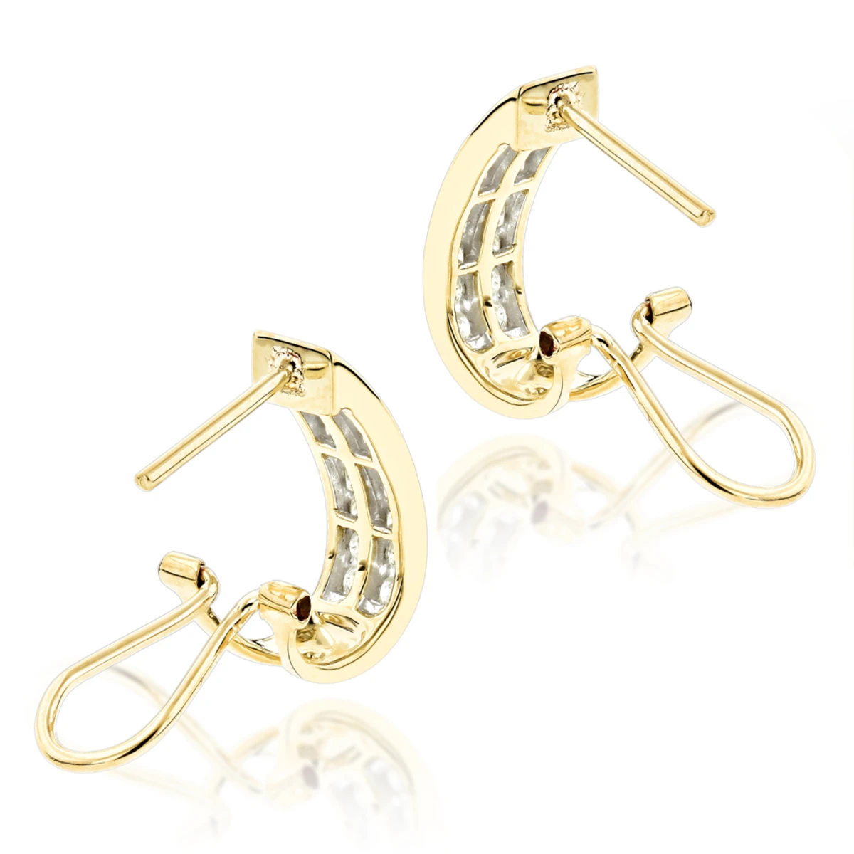 14K White Gold Round Diamond Hoop Earrings 0.63ct 4 14K White Gold Round Diamond Hoop Earrings 0.63ct - Image 4