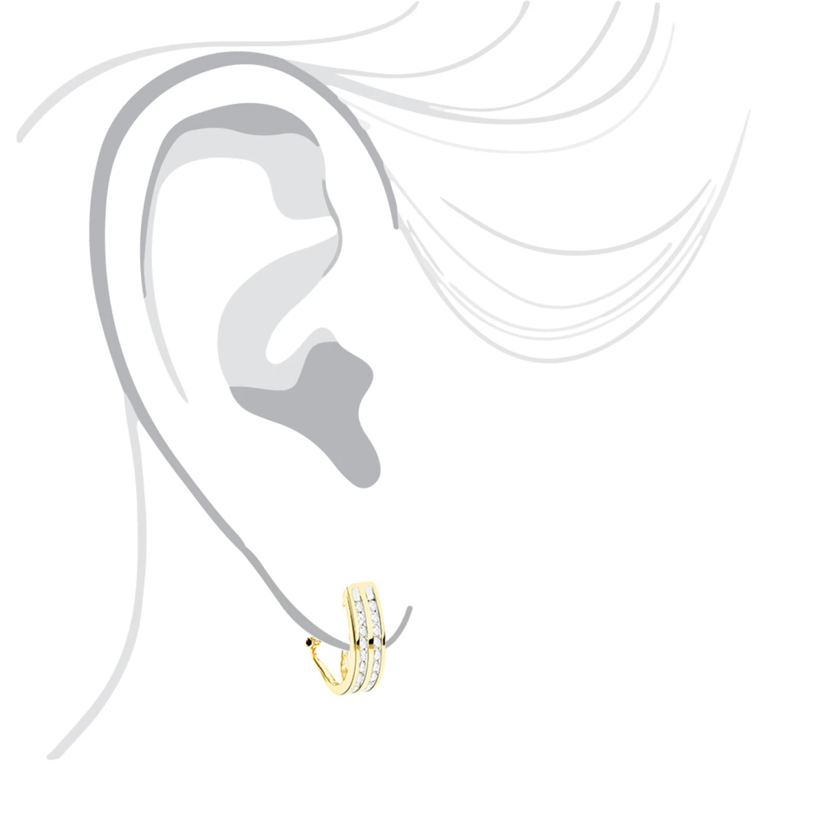 14K White Gold Round Diamond Hoop Earrings 0.63ct 5 14K White Gold Round Diamond Hoop Earrings 0.63ct - Image 5