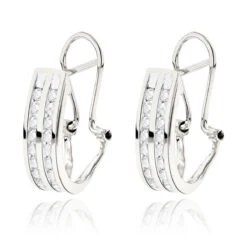 14K White Gold Round Diamond Hoop Earrings 0.63ct