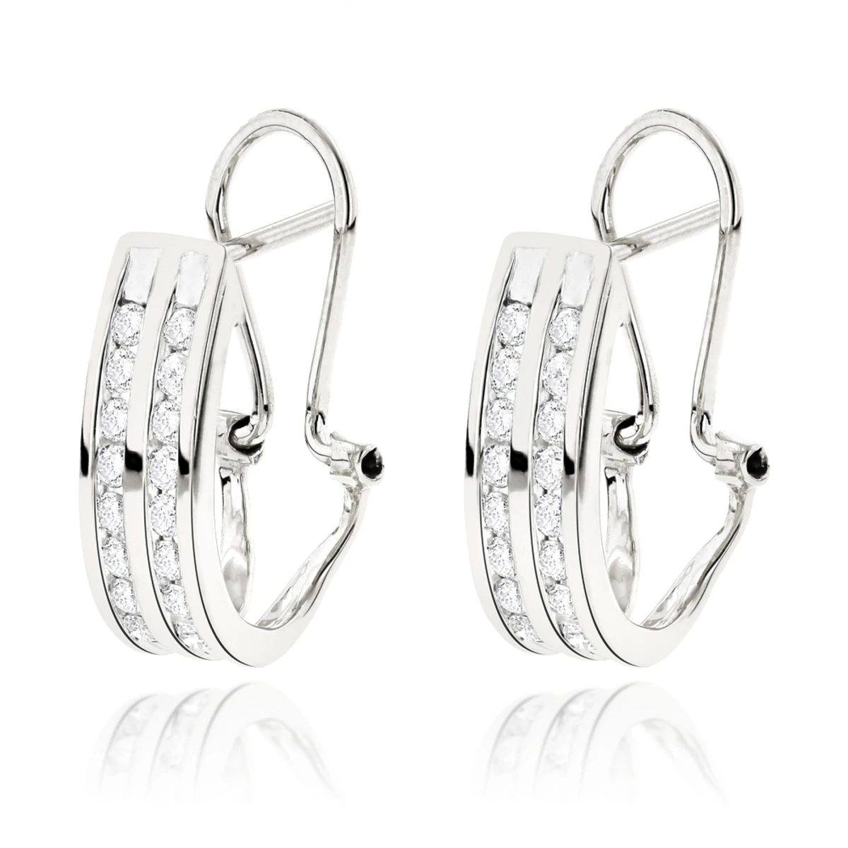 14K White Gold Round Diamond Hoop Earrings 0.63ct 1 14K White Gold Round Diamond Hoop Earrings 0.63ct