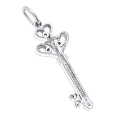 14K White Gold Round Diamond Key Pendant 0.18ct -Urban Jewels Shop 14k gold round diamond key pendant 018ct p 30608 backwh