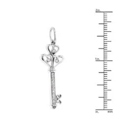 14K White Gold Round Diamond Key Pendant 0.18ct -Urban Jewels Shop 14k gold round diamond key pendant 018ct p 30608 rulerwh