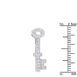 Small 14K White Gold Round Diamond Key Pendant For Women 0.25ct -Urban Jewels Shop 14k gold round diamond key pendant 025ct p 30616 rulerwh