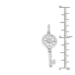14K White Gold Round Diamond Key Pendant 0.33ct -Urban Jewels Shop 14k gold round diamond key pendant 033ct p 30607 rulerwh