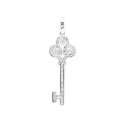 14K White Gold Round Diamond Key Pendant 1.57ct -Urban Jewels Shop 14k gold round diamond key pendant 157ct p 30603 backwh