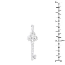 14K White Gold Round Diamond Key Pendant 1.57ct -Urban Jewels Shop 14k gold round diamond key pendant 157ct p 30603 rulerwh
