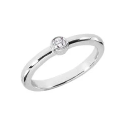 Thin 14K White Gold Round Diamond Ladies Ring 0.10ct