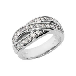 14K White Gold Round Diamond Ladies Ring 0.60ct 8.5mm