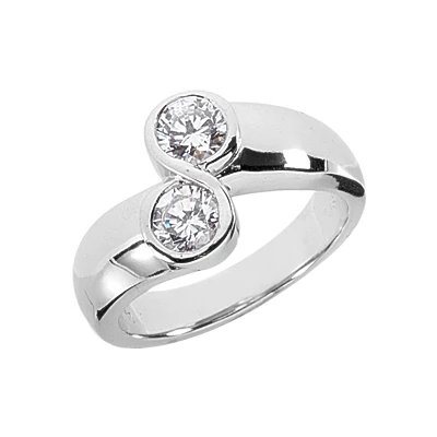 14K White Gold Round Diamond Ladies Ring 0.70ct 11.4mm 1 14K White Gold Round Diamond Ladies Ring 0.70ct 11.4mm