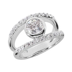 14K White Gold Round Diamond Ladies Ring 0.77ct
