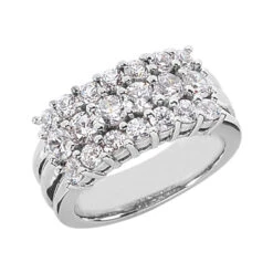 14K White Gold Round Diamond Ladies Ring 1.30ct 8.4mm