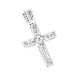 14K White Gold Round Diamond Mini Cross Pendant 0.85ct -Urban Jewels Shop 14k gold round diamond mini cross pendant 085ct p 6571 backwh