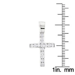 14K White Gold Round Diamond Mini Cross Pendant 0.85ct -Urban Jewels Shop 14k gold round diamond mini cross pendant 085ct p 6571 ruler