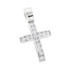 14K White Gold Round Diamond Mini Cross Pendant 0.85ct