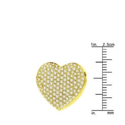 14K White Gold Round Diamond Pave Heart Pendant 1.21ct -Urban Jewels Shop 14k gold round diamond pave heart pendant 121ct p 27788 ruler