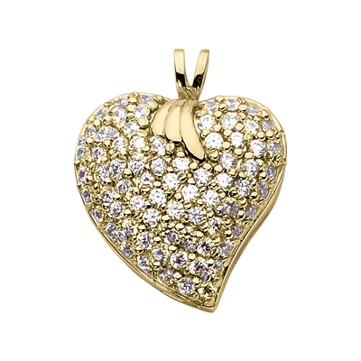 14K White Gold Round Diamond Pave Heart Pendant 1.44ct 2 14K White Gold Round Diamond Pave Heart Pendant 1.44ct - Image 2