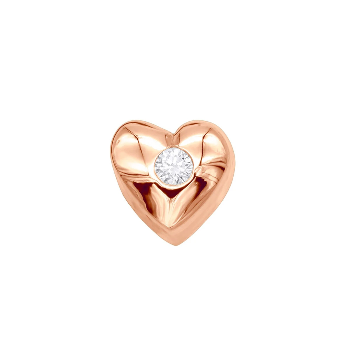 14K Yellow Gold Round Diamond Puffed Heart Pendant 0.03ct 3 14K Yellow Gold Round Diamond Puffed Heart Pendant 0.03ct - Image 3