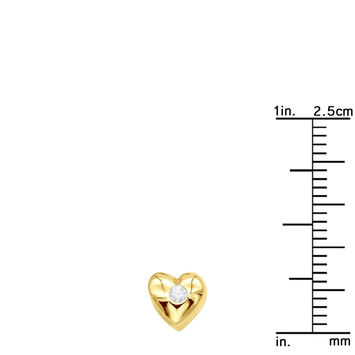 14K Yellow Gold Round Diamond Puffed Heart Pendant 0.03ct 5 14K Yellow Gold Round Diamond Puffed Heart Pendant 0.03ct - Image 5