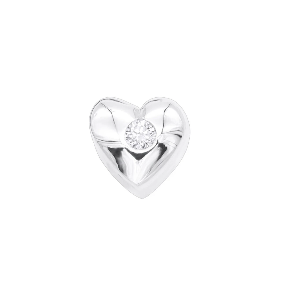 14K Yellow Gold Round Diamond Puffed Heart Pendant 0.03ct 2 14K Yellow Gold Round Diamond Puffed Heart Pendant 0.03ct - Image 2