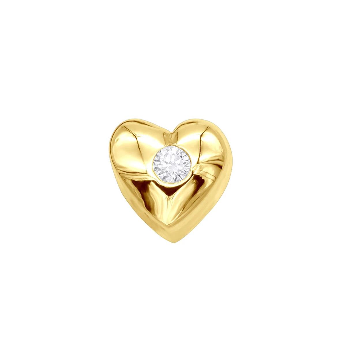 14K Yellow Gold Round Diamond Puffed Heart Pendant 0.03ct 1 14K Yellow Gold Round Diamond Puffed Heart Pendant 0.03ct