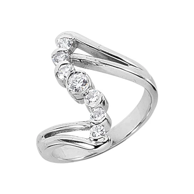 14K White Gold Round Diamond Right Hand Ladies Ring 0.42ct 1 14K White Gold Round Diamond Right Hand Ladies Ring 0.42ct