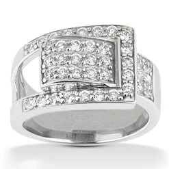 14K White Gold Round Diamond Right Hand Ladies Ring 0.50ct