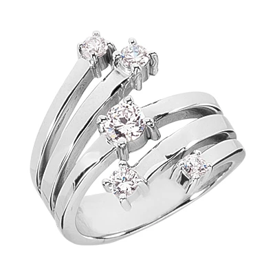 14K White Gold Round Diamond Right Hand Ring 0.59ct 1 14K White Gold Round Diamond Right Hand Ring 0.59ct