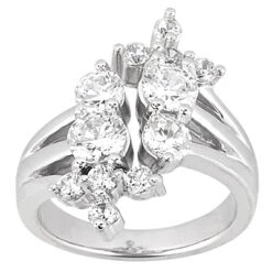 14K White Gold Round Diamond Right Hand Women's Ring 2ct