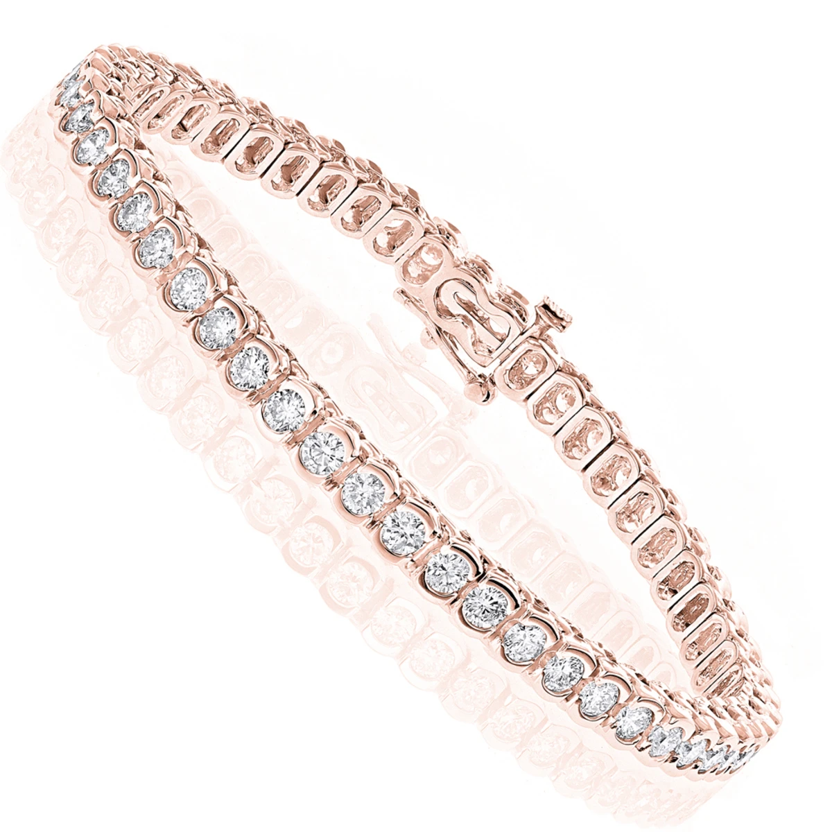 Round Diamond 14K White Gold Women's Tennis Bracelet 4.70ct 3 Round Diamond 14K White Gold Women's Tennis Bracelet 4.70ct - Image 3