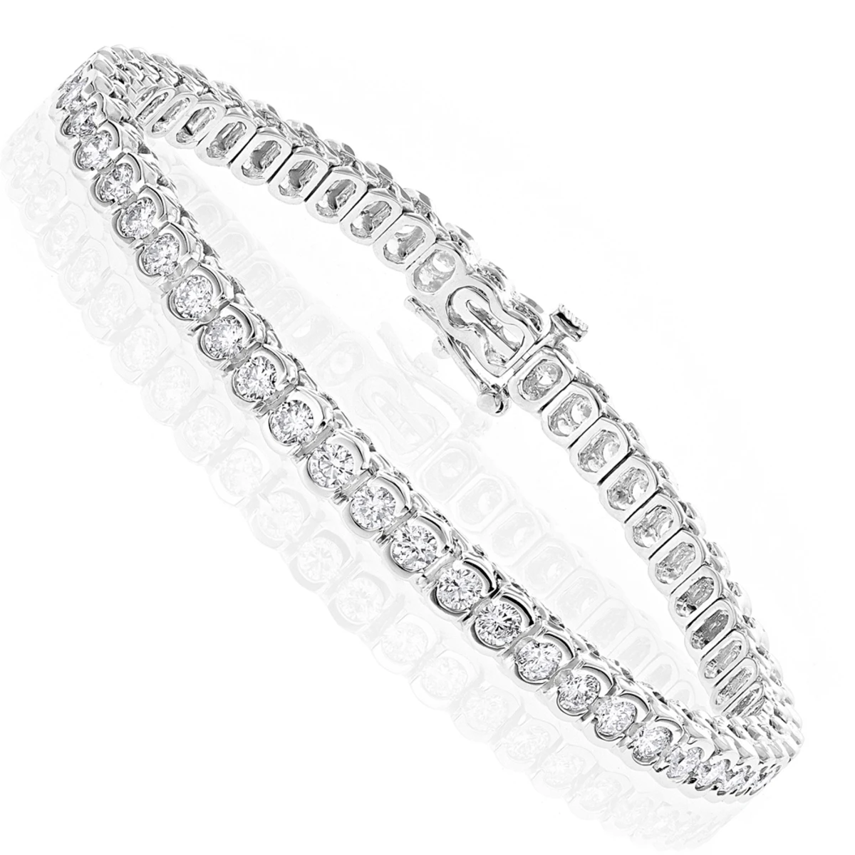 Round Diamond 14K White Gold Women's Tennis Bracelet 4.70ct 1 Round Diamond 14K White Gold Women's Tennis Bracelet 4.70ct