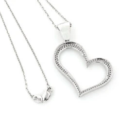 14K White Gold Round Pave Diamond Heart Pendant 0.5ct -Urban Jewels Shop 14k gold round pave diamond heart pendant 063ct p 6344 backwh
