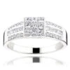 14K White Gold Round Princess Cut Diamond Ring 1.25ct Wedding Band