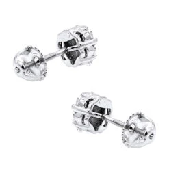 14K White Gold Round Prong Diamond Cluster Earrings 0.63ct -Urban Jewels Shop 14k gold round prong diamond cluster earrings 063ct p 5811 backwh