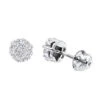 14K White Gold Round Prong Diamond Cluster Earrings 0.63ct