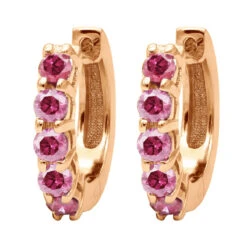 14K Yellow Gold Ruby Hoop Earrings 1/2 Inch 1 Carat Small Huggies -Urban Jewels Shop 14k gold ruby hoop earrings 1 2 inch 1 carat small huggies rose 1