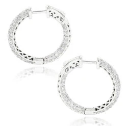 14K White Gold Small Inside Out Diamond Hoop Earrings For Women 2.7ct 1 Inch -Urban Jewels Shop 14k gold small inside out diamond hoop earrings 242ct p 6933 backwh
