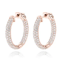 14K White Gold Small Inside Out Diamond Hoop Earrings For Women 2.7ct 1 Inch -Urban Jewels Shop 14k gold small inside out diamond hoop earrings 242ct p 6933 ro