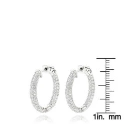 14K White Gold Small Inside Out Diamond Hoop Earrings For Women 2.7ct 1 Inch -Urban Jewels Shop 14k gold small inside out diamond hoop earrings 242ct p 6933 rulerwh