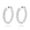 14K White Gold Small Inside Out Diamond Hoop Earrings For Women 2.7ct 1 Inch