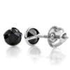14K White Gold Solitaire Black Round Diamond Bezel Stud Earrings 1.5ct